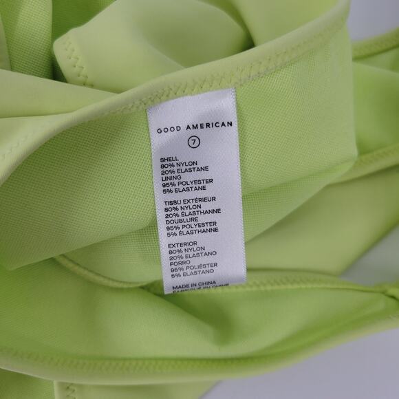 Good American Key Lime One Shoulder Scuba Swim Top 7 - Picture 4 of 6